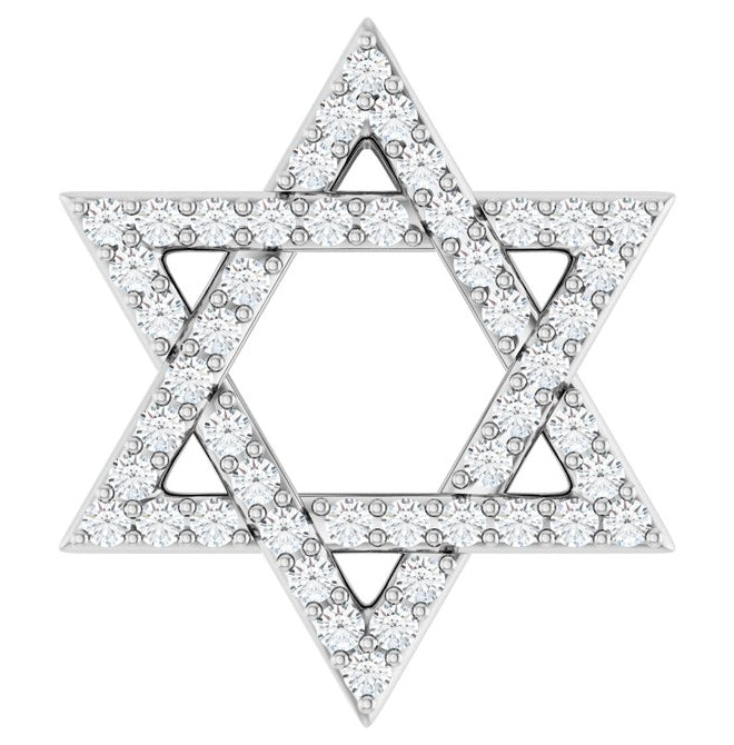 14K Yellow Or White Gold Round 14.05 X 12.31 Mm 1Mm I1, G-H Polished 1/5 Ctw Natural Diamond Star Of David Pendant Slide