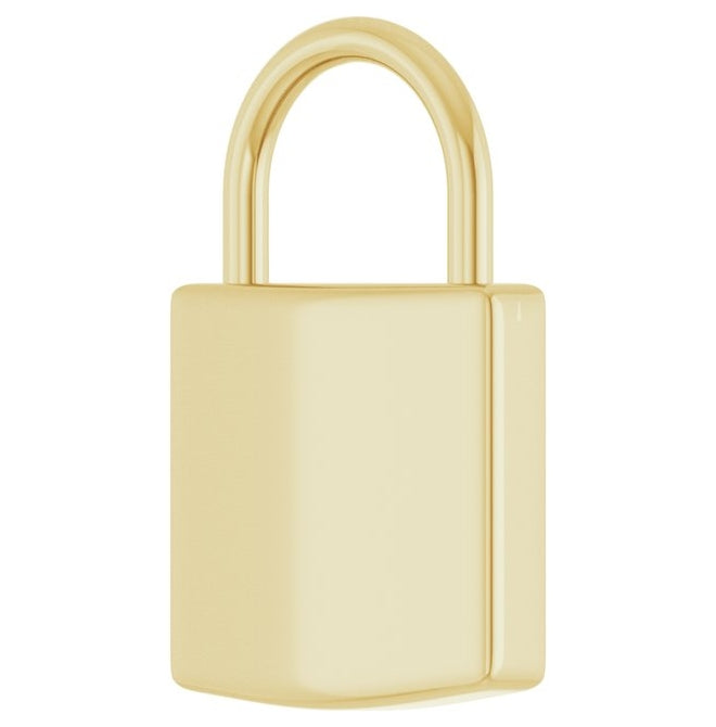 14K Or 10K Or 18K Yellow Gold Or Sterling Silver Polished Engravable Lock Pendant