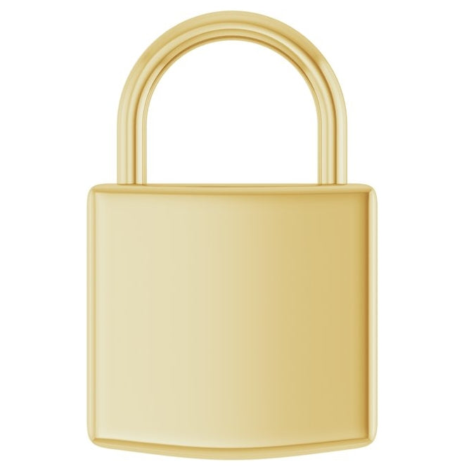 14K Or 10K Or 18K Yellow Gold Or Sterling Silver Polished Engravable Lock Pendant
