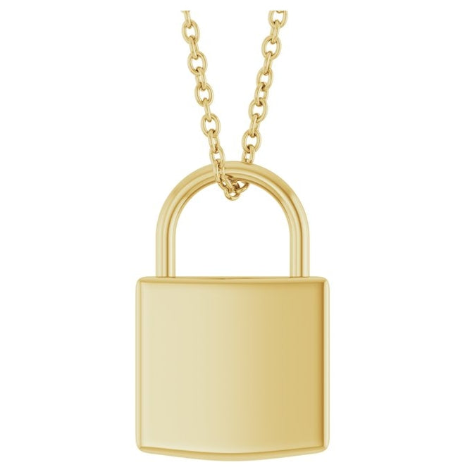14K Yellow Gold Or Sterling Silver 15 X 9.7 Mm Polished Engravable 16-18 In Lock Necklace