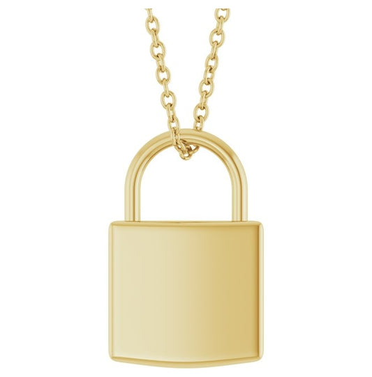 14K Yellow Gold Or Sterling Silver 15 X 9.7 Mm Polished Engravable 16-18 In Lock Necklace
