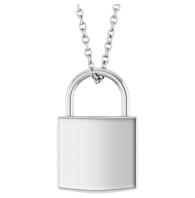 14K Yellow Gold Or Sterling Silver 15 X 9.7 Mm Polished Engravable 16-18 In Lock Necklace
