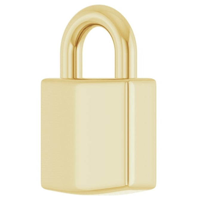 14K Or 10K Or 18K Yellow Gold Or Sterling Silver Polished Engravable Lock Pendant