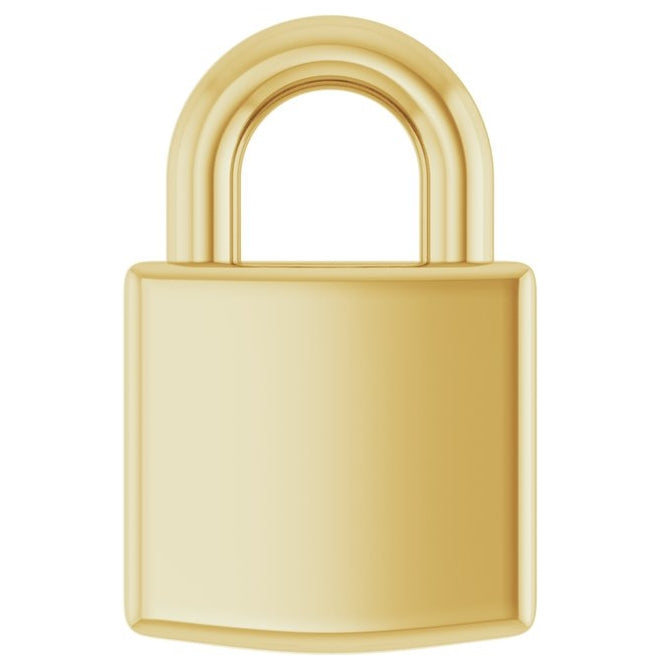 14K Or 10K Or 18K Yellow Gold Or Sterling Silver Polished Engravable Lock Pendant