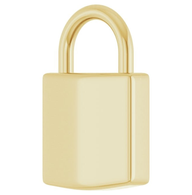 14K Or 10K Or 18K Yellow Gold Or Sterling Silver Polished Engravable Lock Pendant