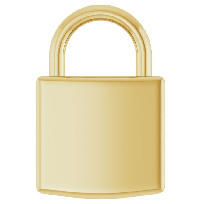 14K Or 10K Or 18K Yellow Gold Or Sterling Silver Polished Engravable Lock Pendant