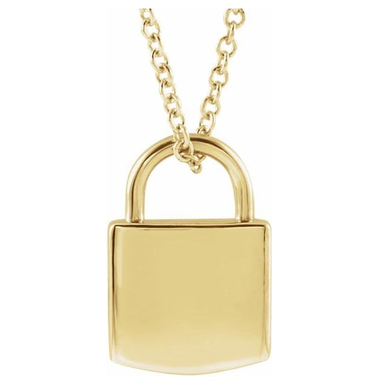 18K Yellow Gold-Plated Sterling Silver 12.02 X 8 Mm Polished Engravable 16-18 In Lock Necklace