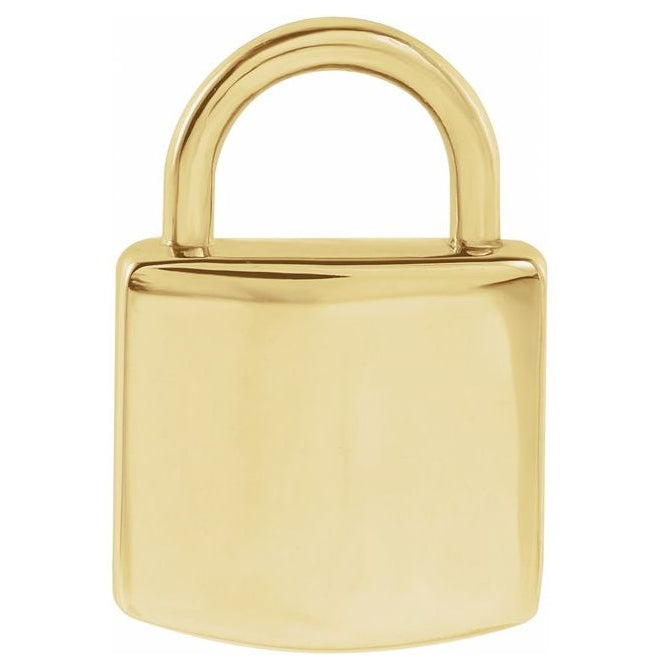 14K Or 10K Or 18K Yellow Gold Or Sterling Silver Polished Engravable Lock Pendant