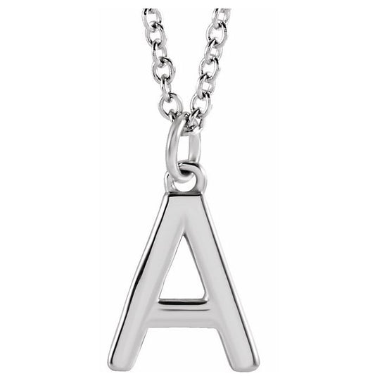 Platinum 9.5 X 6.9 Mm 18 In Polished Initial A Necklace