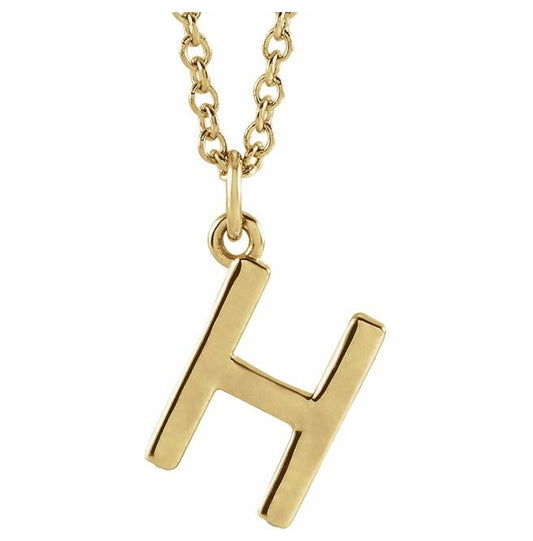 14K Yellow Gold 9.2 X 7.1 Mm 16 In Polished Initial H Necklace