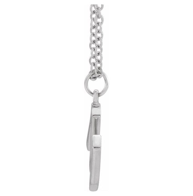 14K White Gold 9.2 X 8.4 Mm 18 In Polished Initial M Necklace