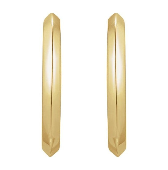 14K Yellow Or White Gold Or Sterling Silver Pair Friction Backs Polished Knife Edge C-Hoop Earrings