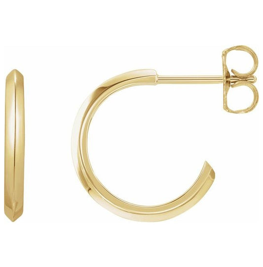 14K Yellow Or White Gold Or Sterling Silver Pair Friction Backs Polished Knife Edge C-Hoop Earrings