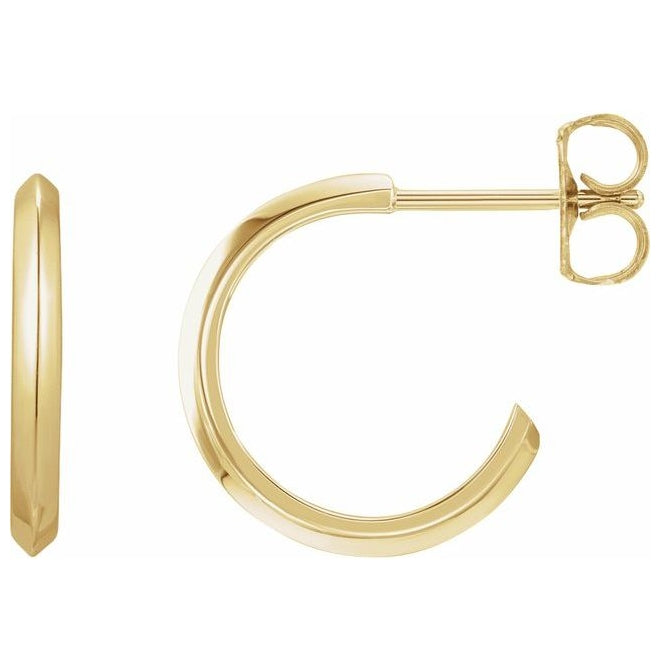 14K Yellow Or White Gold Or Sterling Silver Pair Friction Backs Polished Knife Edge C-Hoop Earrings
