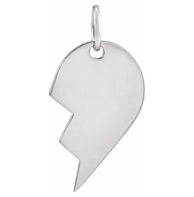 Sterling Silver Left 17 X 10 Mm Polished Broken Heart Pendant