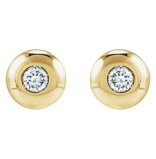 14K Yellow Gold Round Each Tension Back Polished Lab-Grown Diamond Domed Bezel-Set Solitaire Earrings