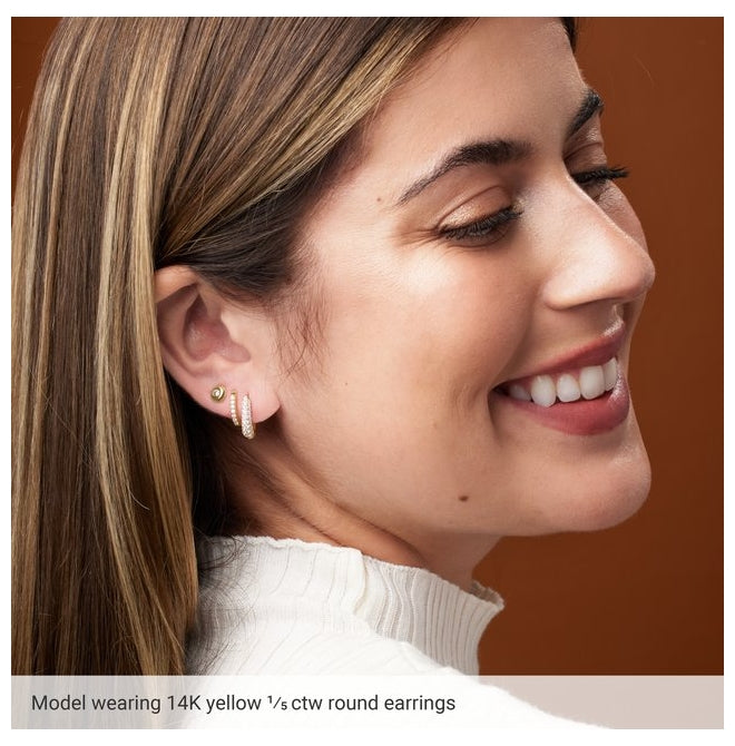 14K Yellow Gold Round Each Tension Back Polished Lab-Grown Diamond Domed Bezel-Set Solitaire Earrings