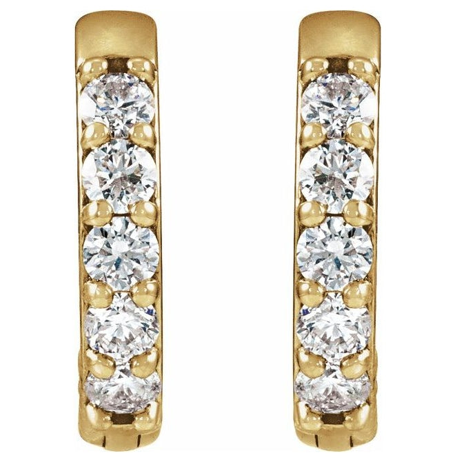 14K Yellow Or White Gold  Round 12.5 Mm x 2.3 Mm 2Mm I1, G-H Pair Hinged Polished 1/4 Ctw Natural Diamond Hinged Hoop Earrings