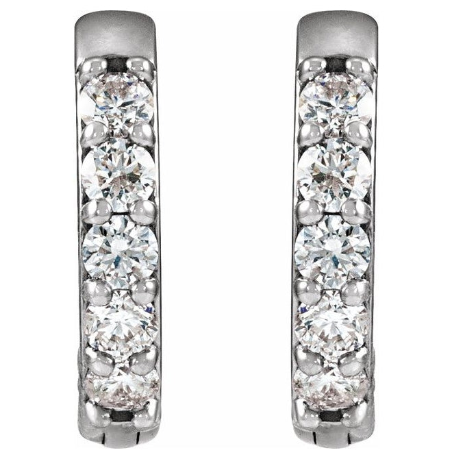 14K Yellow Or White Gold  Round 12.5 Mm x 2.3 Mm 2Mm I1, G-H Pair Hinged Polished 1/4 Ctw Natural Diamond Hinged Hoop Earrings
