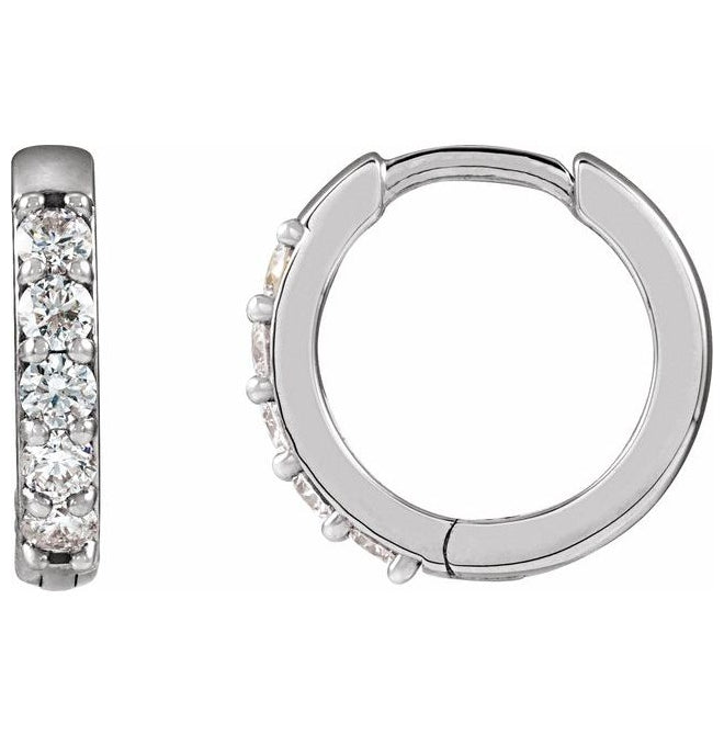 14K Yellow Or White Gold  Round 12.5 Mm x 2.3 Mm 2Mm Si1-Si2, G-H Pair Hinged Polished 1/4 Ctw Lab-Grown Diamond Hinged Hoop Earrings