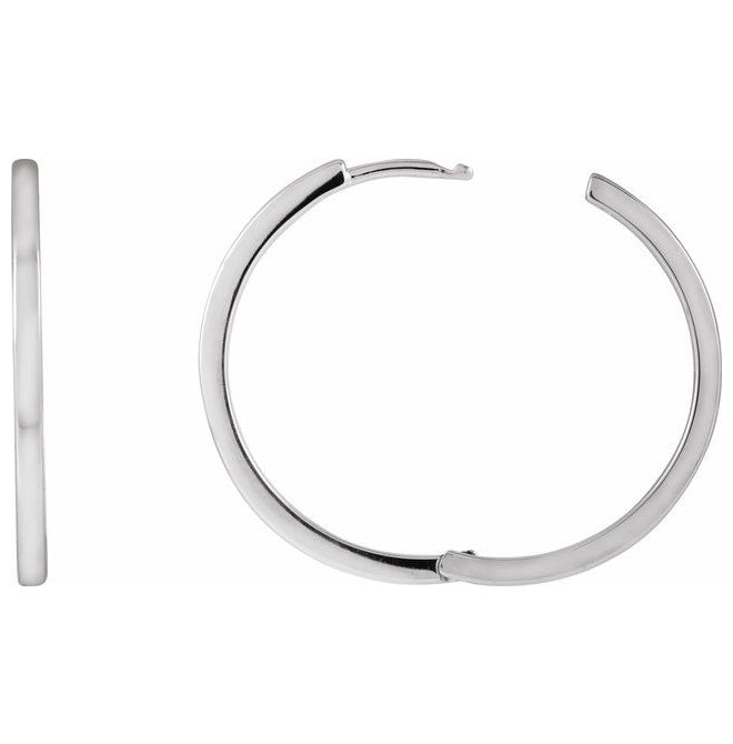 14K Yellow Or White Gold 25 Mm x 1.6 Mm Pair Polished Hinged Hoop Earrings