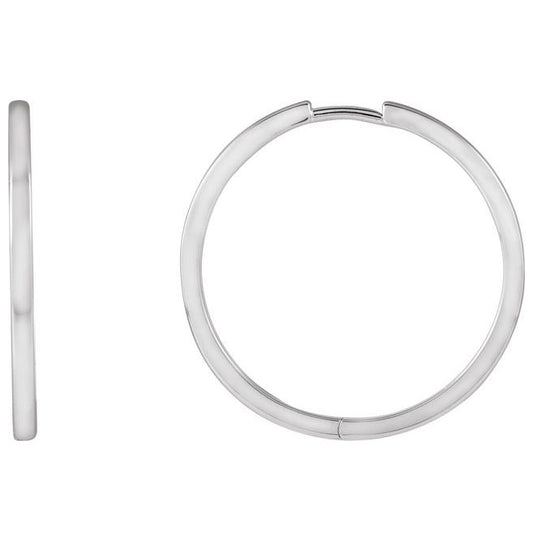 14K Yellow Or White Gold 25 Mm x 1.6 Mm Pair Polished Hinged Hoop Earrings
