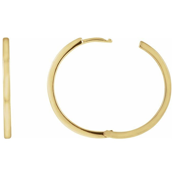 14K Yellow Or White Gold 25 Mm x 1.6 Mm Pair Polished Hinged Hoop Earrings