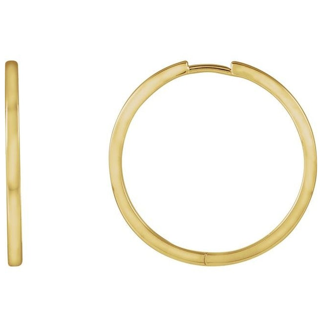 14K Yellow Or White Gold 25 Mm x 1.6 Mm Pair Polished Hinged Hoop Earrings