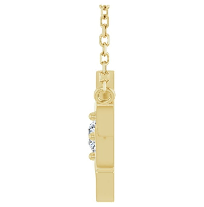 14K Yellow Gold Round 3Mm Si1-Si2, G-H 18 In Polished 1/10 Ct Lab-Grown Diamond Star Of David Necklace