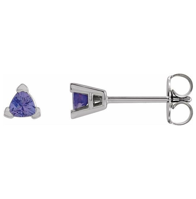 Sterling Silver 3 mm Trillion Natural Tanzanite V-Prong Earrings