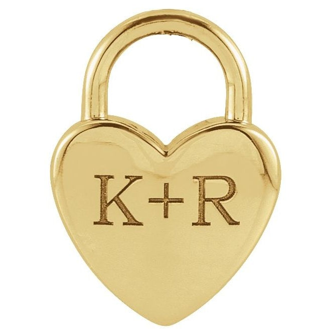14K Yellow Gold Or Sterling Silver 14.9 X 10.5 Mm Polished Engravable Lock Pendant