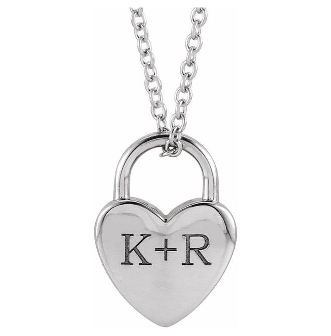 14K Yellow Gold Or Sterling Silver 14.9 X 10.5 Mm 16-18 In Polished Engravable Heart-Shaped Lock Necklace
