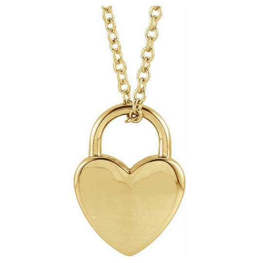 Sterling Silver 12.1 X 8.6 Mm 16-18 In Polished Engravable Heart-Shaped Lock Necklace