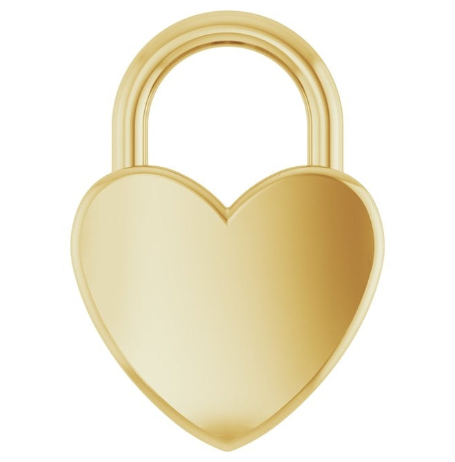 Sterling Silver 12.1 X 8.6 Mm Polished Engravable Heart-Shaped Lock Pendant