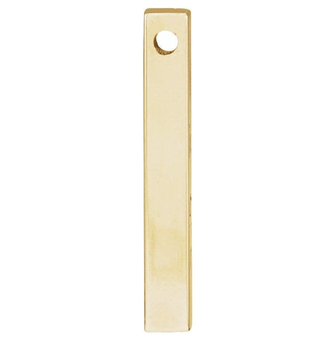 18K Yellow Gold-Plated Sterling Silver 4-Sided Polished Engravable Four-Sided Vertical Bar Slide Pendant