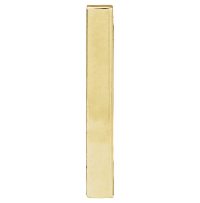 18K Yellow Gold-Plated Sterling Silver 4-Sided Polished Engravable Four-Sided Vertical Bar Slide Pendant