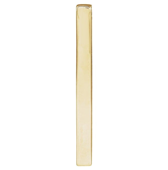 18K Yellow Gold-Plated Sterling Silver 4-Sided Polished Engravable Four-Sided Vertical Bar Slide Pendant