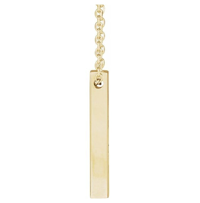 18K Yellow Gold-Plated Sterling Silver 4-Sided 16-18 In Polished Engravable Four-Sided Vertical Bar Necklace