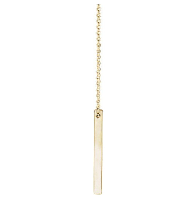 18K Yellow Gold-Plated Sterling Silver 4-Sided 16-18 In Polished Engravable Four-Sided Vertical Bar Necklace