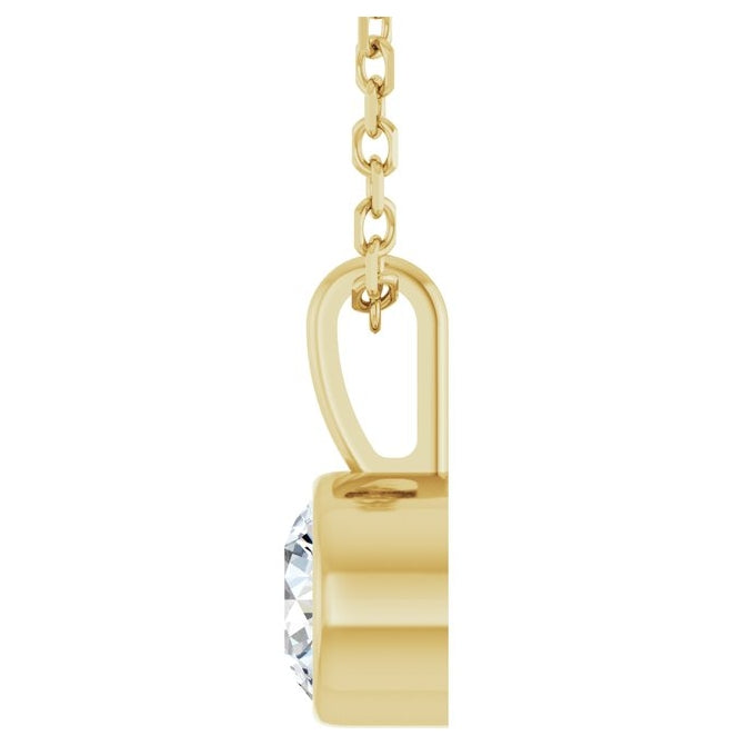 14K Yellow Or White Gold Round Vs, F+ 16-18 In Polished Lab-Grown Diamond Solitaire Bezel-Set Necklace