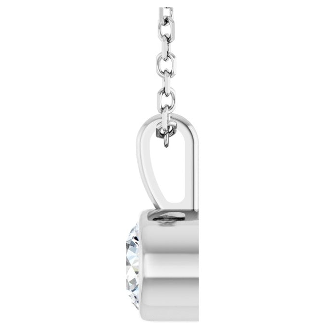 14K Yellow Or White Gold Round Vs, F+ 16-18 In Polished Lab-Grown Diamond Solitaire Bezel-Set Necklace