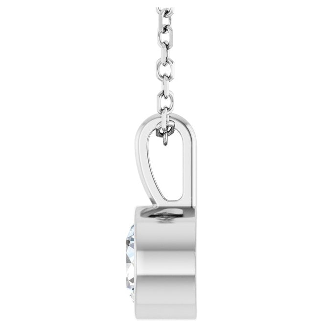 14K Yellow Or White Gold Round Vs, F+ 16-18 In Polished Lab-Grown Diamond Solitaire Bezel-Set Necklace