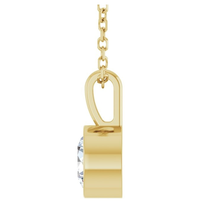 14K Yellow Or White Gold Round Vs, F+ 16-18 In Polished Lab-Grown Diamond Solitaire Bezel-Set Necklace