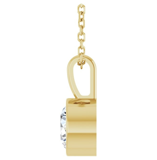14K Yellow Or White Gold Round Vs, F+ 16-18 In Polished Lab-Grown Diamond Solitaire Bezel-Set Necklace
