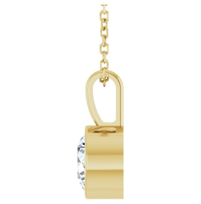 14K Yellow Or White Gold Round Vs, F+ 16-18 In Polished Lab-Grown Diamond Solitaire Bezel-Set Necklace