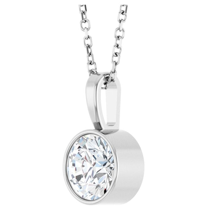14K Yellow Or White Gold Round Vs, F+ 16-18 In Polished Lab-Grown Diamond Solitaire Bezel-Set Necklace