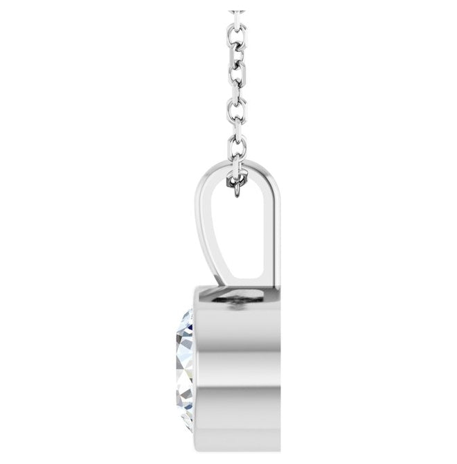 14K Yellow Or White Gold Round Vs, F+ 16-18 In Polished Lab-Grown Diamond Solitaire Bezel-Set Necklace