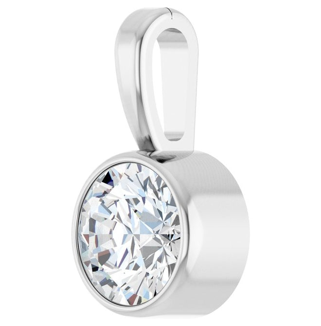 14K Yellow Or White Gold Round Vs, F+ Polished Lab-Grown Diamond Solitaire Bezel-Set Pendant
