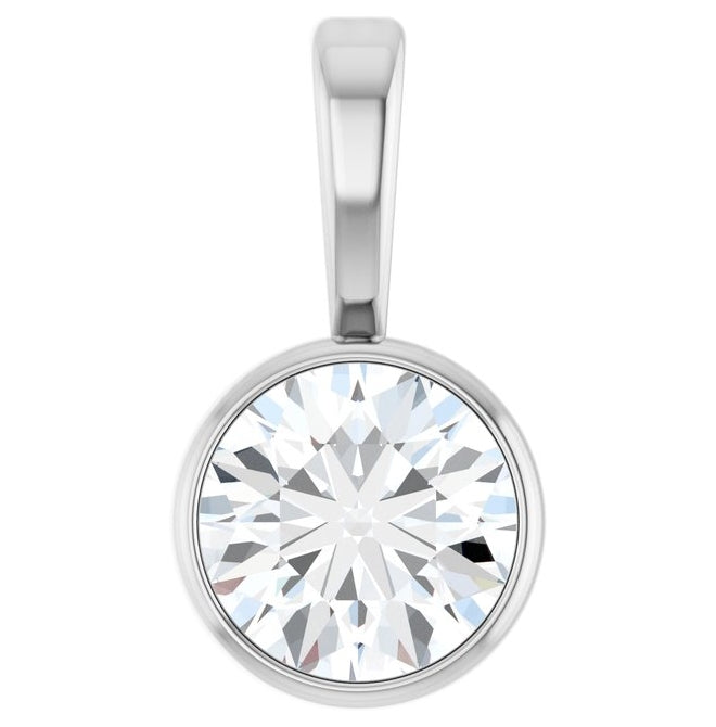 14K Yellow Or White Gold Round Vs, F+ Polished Lab-Grown Diamond Solitaire Bezel-Set Pendant