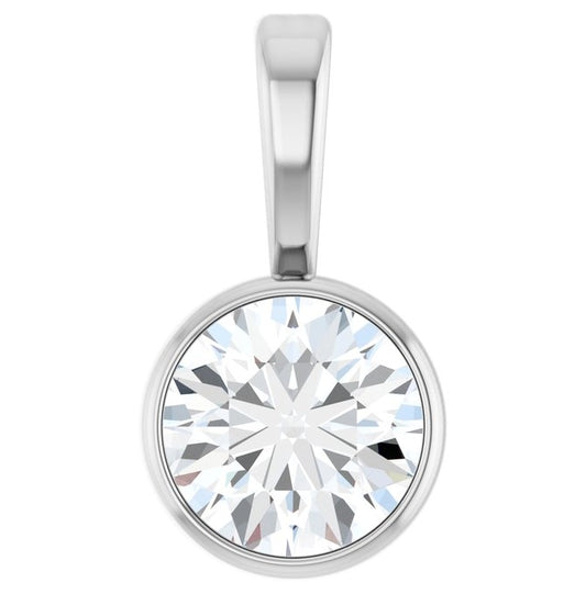 14K Yellow Or White Gold Round Vs, F+ Polished Lab-Grown Diamond Solitaire Bezel-Set Pendant